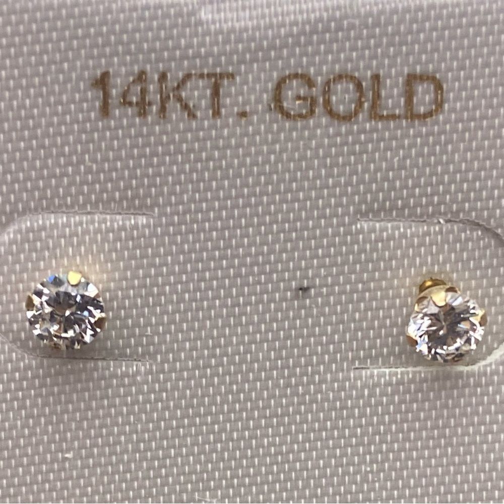 14 karat gold cubic zirconia 4mm earrings